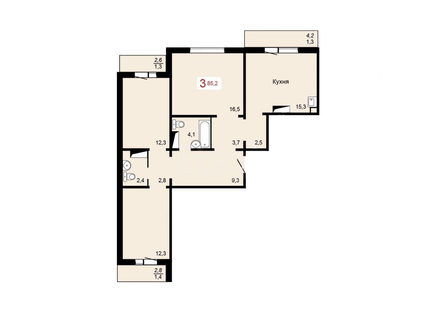 Продажа 3-комнатной новостройки, Красноярск, Лесопарковая, Курчатова д. 6 Продажа 3-комнатной новостройки, Красноярск, Лесопарковая, Курчатова д. 6