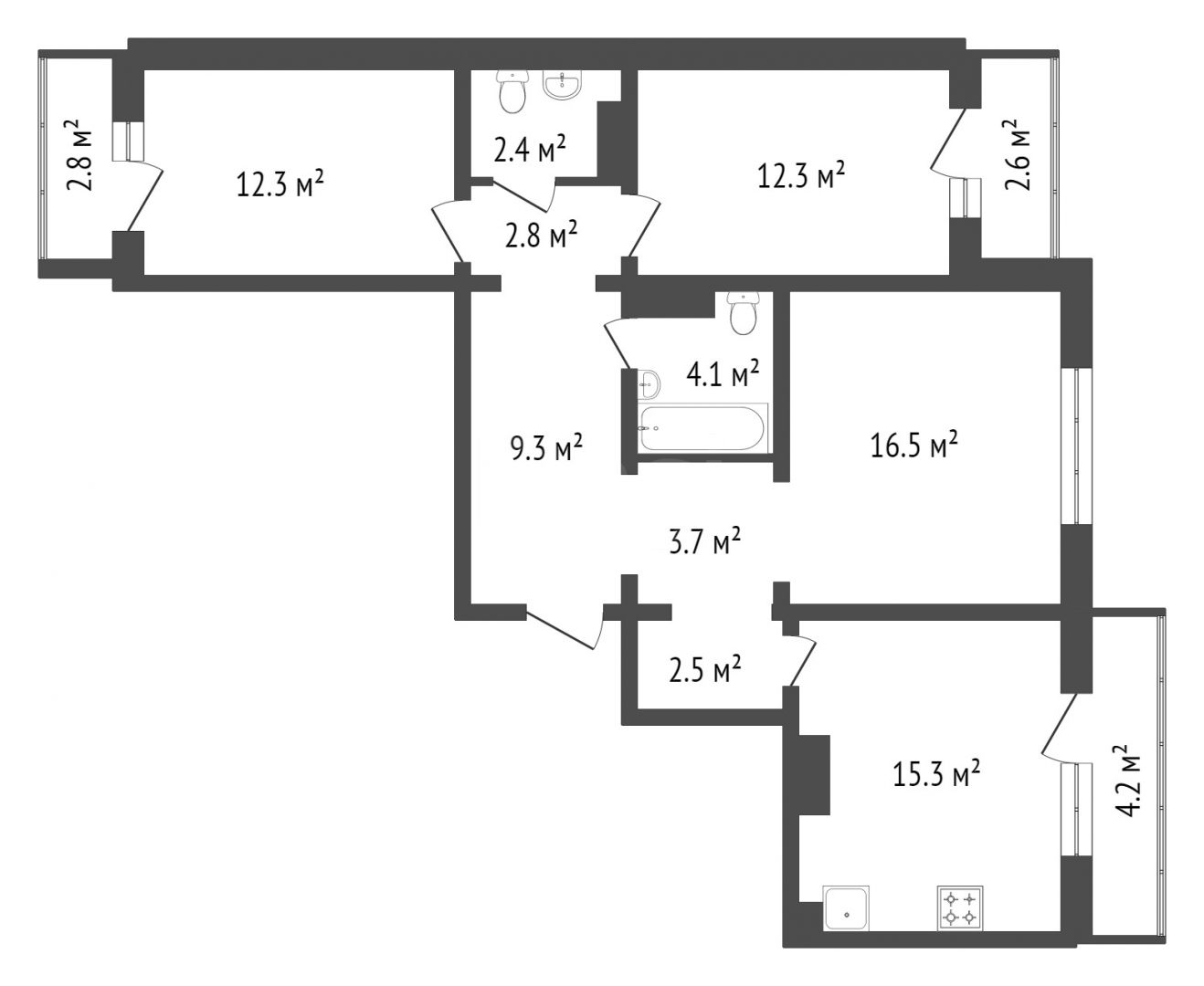 Продажа 3-комнатной новостройки, Красноярск, Лесопарковая, Курчатова д. 6 Продажа 3-комнатной новостройки, Красноярск, Лесопарковая, Курчатова д. 6