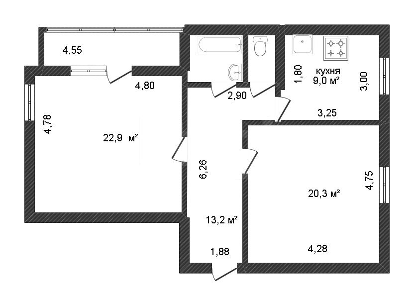 Продажа 2-комнатной квартиры, Красноярск, Калинина, 1г Продажа 2-комнатной квартиры, Красноярск, Калинина, 1г