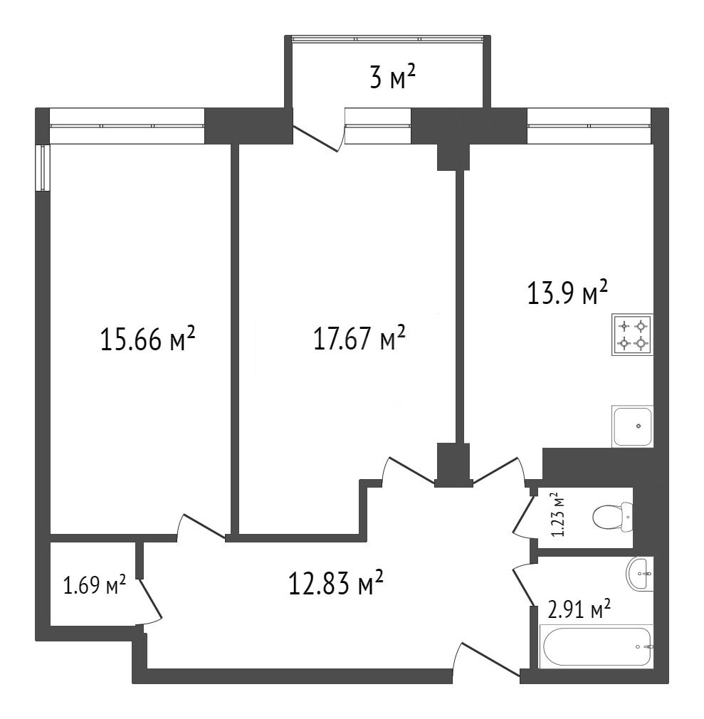 Продажа 2-комнатной новостройки, Красноярск, Петра Ломако, ЖК Преображенский Продажа 2-комнатной новостройки, Красноярск, Петра Ломако, ЖК Преображенский