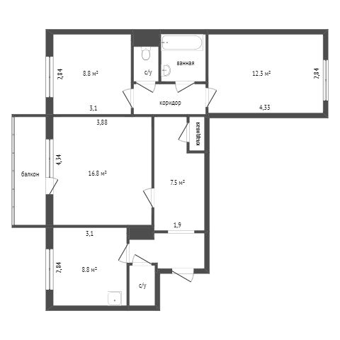 Продажа 3-комнатной квартиры, Красноярск, 9 Мая, 54а Продажа 3-комнатной квартиры, Красноярск, 9 Мая, 54а