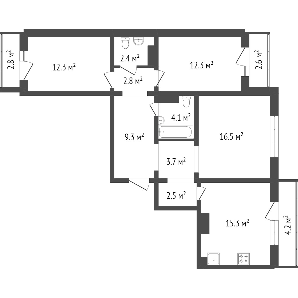 Продажа 3-комнатной новостройки, Красноярск, Лесопарковая, Курчатова д. 6 Продажа 3-комнатной новостройки, Красноярск, Лесопарковая, Курчатова д. 6